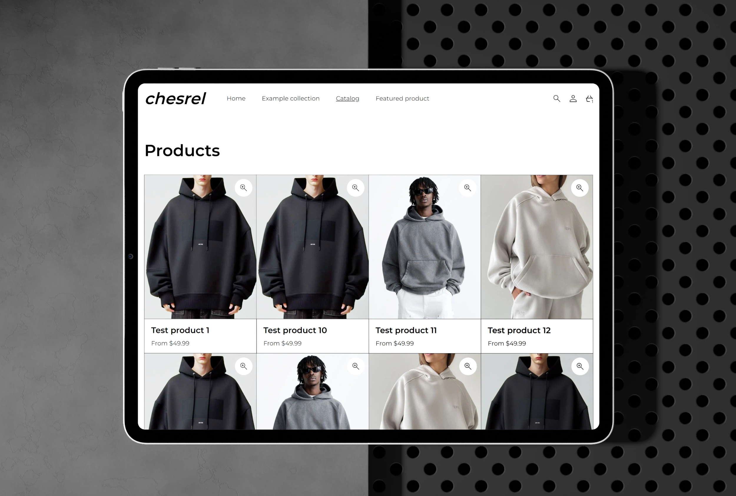 Stylish and minimal product grid designed to capture and retain user attention