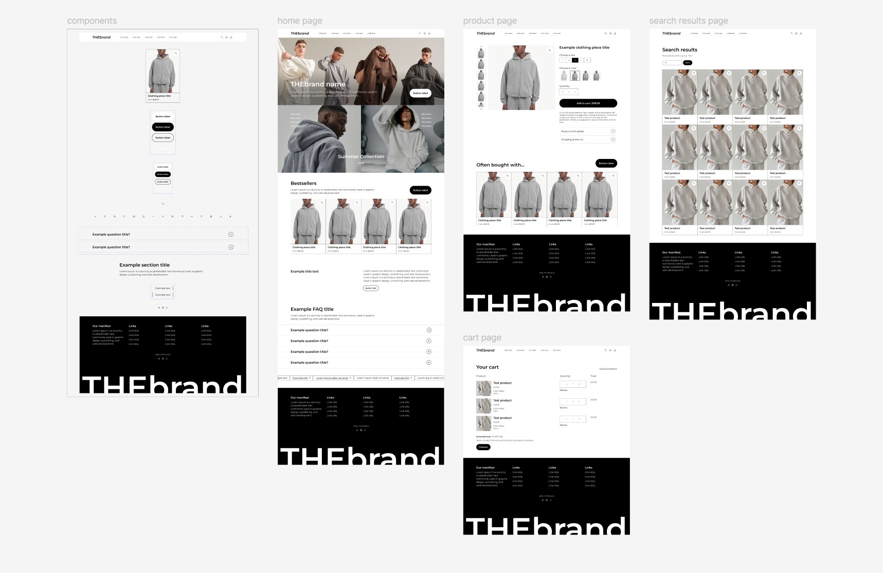 Complete Figma store design featuring bold headlines, lots of space and modern layouts