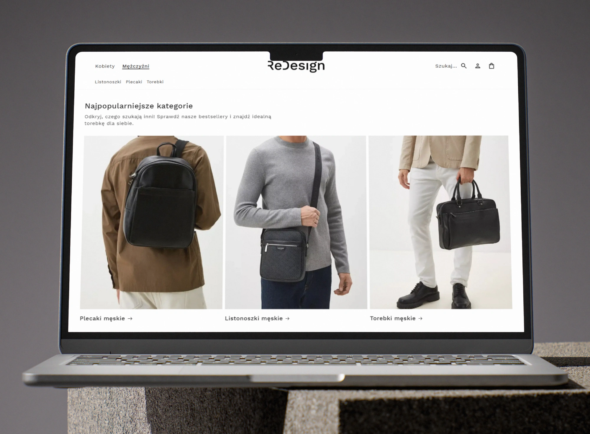 Men collections on the dedicated home page